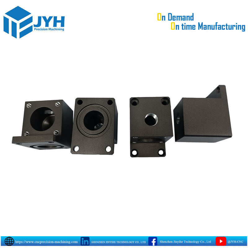 Custom Precision CNC Machined Aluminum Support Bracket with Flanged Bore and Mounting Holes