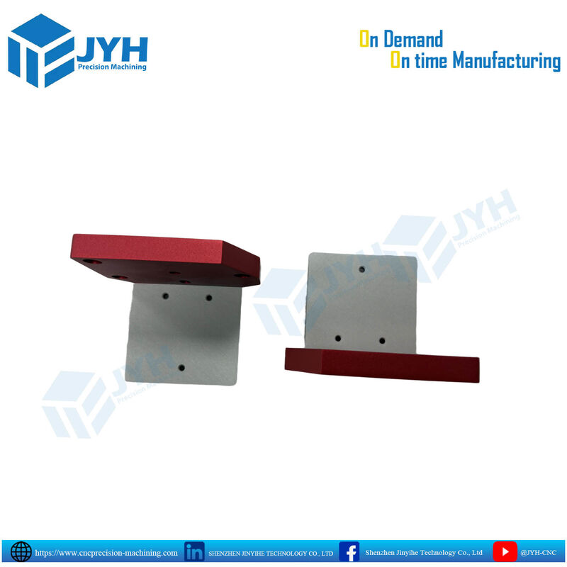 Precision CNC Machined Red Anodized Aluminum Parts with Partial De-Anodized Areas and Corrosion Resistance