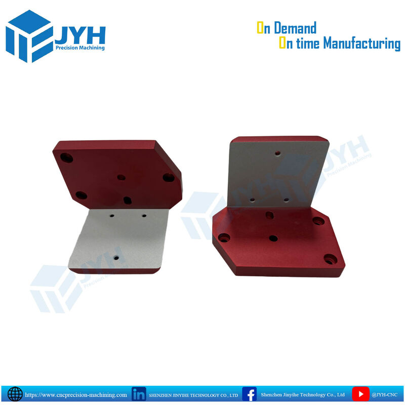 Precision CNC Machined Red Anodized Aluminum Parts with Partial De-Anodized Areas and Corrosion Resistance