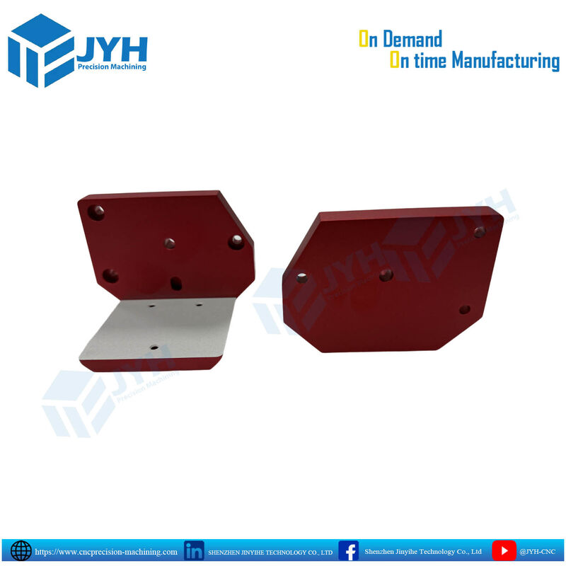 Precision CNC Machined Red Anodized Aluminum Parts with Partial De-Anodized Areas and Corrosion Resistance