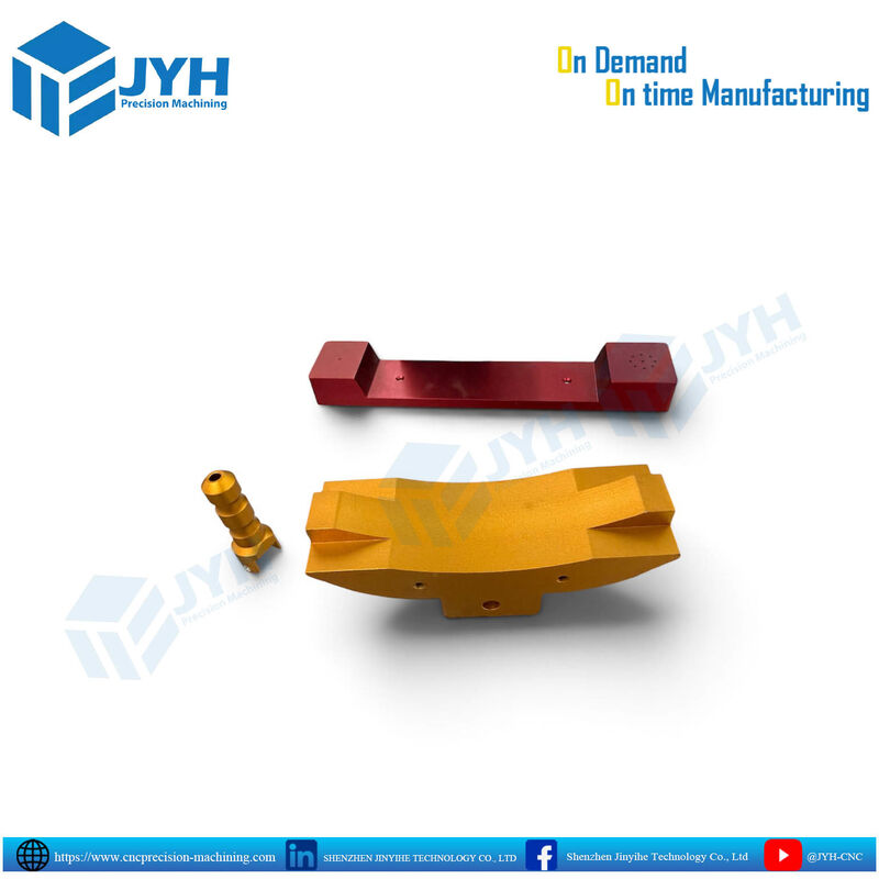 Golden Yellow & Deep Red Anodized Aluminum Parts with Corrosion Resistance and High Precision CNC Machining